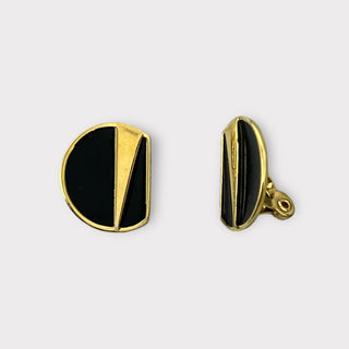 Monet gold and black enamel earrings at Fonfrege.com