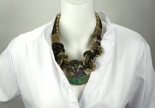 Fluorite, Amethyst, and Ammonite Choker Necklace, Alex & Lee circa 1980s. Available at Fonfrege.com