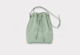 Fonfrege Eugénie bucket bag in Celadon Green. Made in Italy. Available at Fonfrege.com